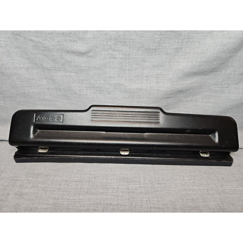 Acco Standard Black 3 Hole Paper Punch Office Accessory